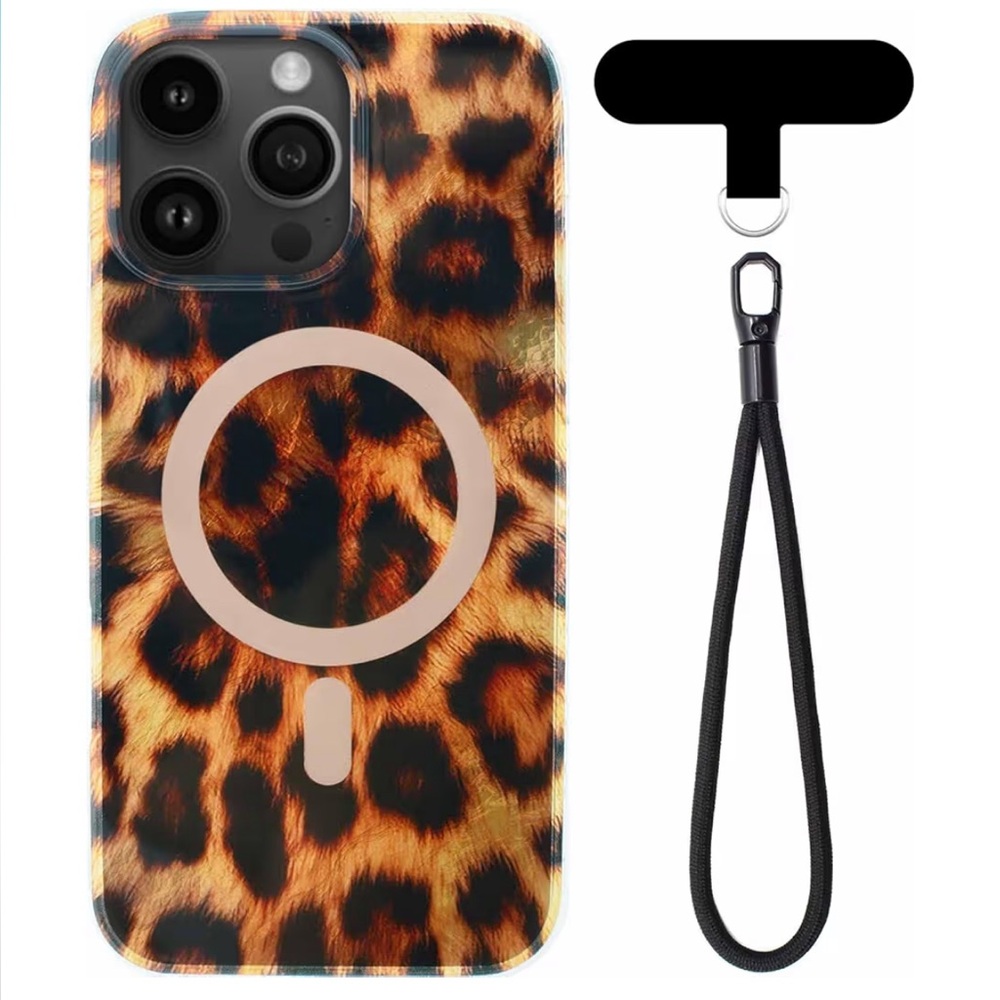 NWT Leopard Print iPhone 16 pro Case with MagSafe and Strap